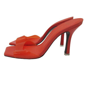 Black Suede Studio Orange Valerie Heels Women's Sz 37.5 (US 7.5) New Without Box